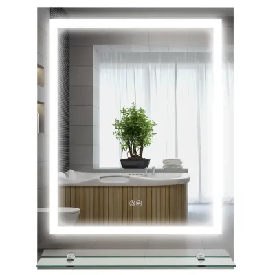 Badrumsspegel Väggspegel Silver av Glas LED 70 x 50 cm
