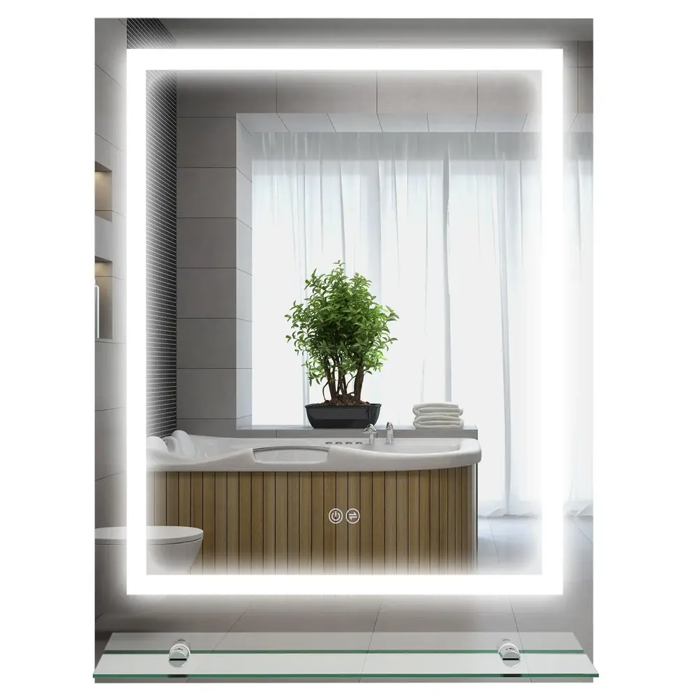 Badrumsspegel Väggspegel Silver av Glas LED 70 x 50 Cm