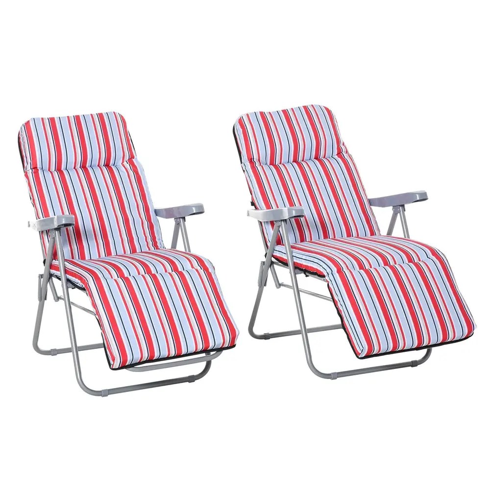 Hopfällbara Solstolar med Dynor 2-Pack 60 x 75 x 65-102 Cm
