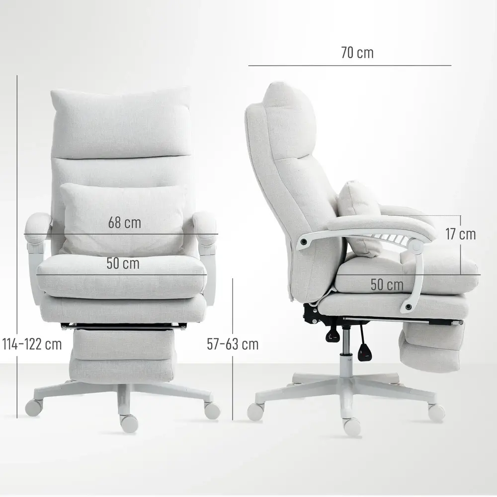 Kontorsstol Skrivbordsstol Ergonomisk Krämvit av Linnelook