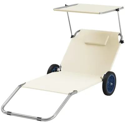 Solstol Trädgårdsstolar Set 2 Beige av Tyg Ve Metall Ve