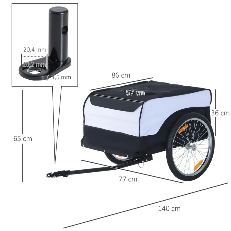 Hopfällbar Cykelkärra för Last Upp till 40 kg Lastvagn Metall Oxford
