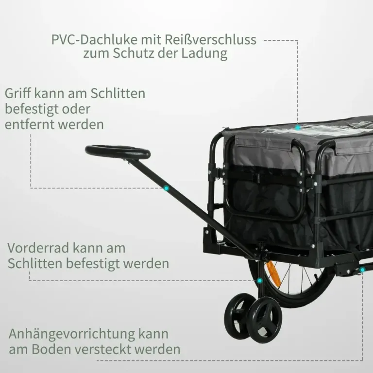 Cykelkärra och Transportvagn 2-i-1 Lastvagn Dragstång