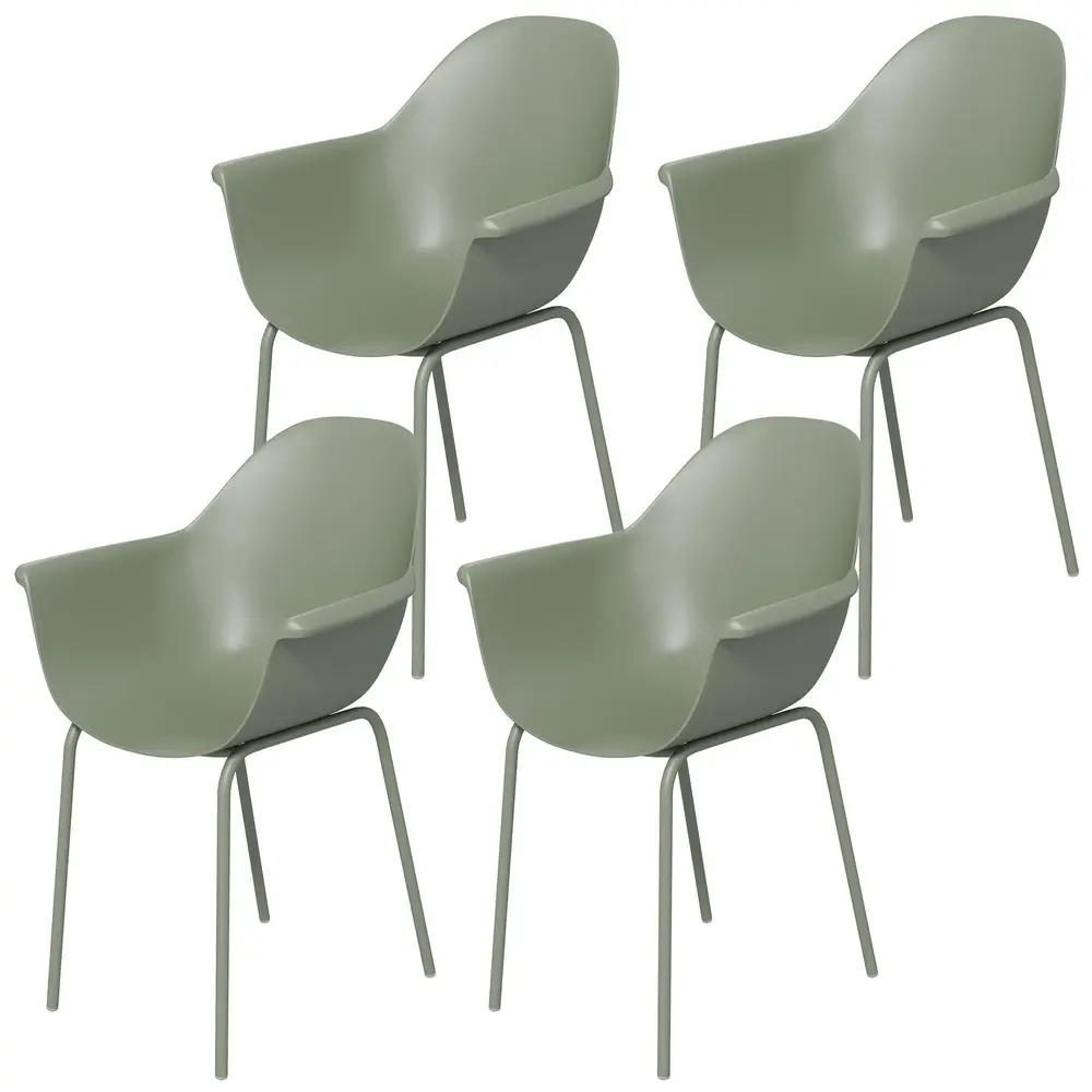 Trädgårdsstolar 4-pack med Armstöd och Yta för Altan