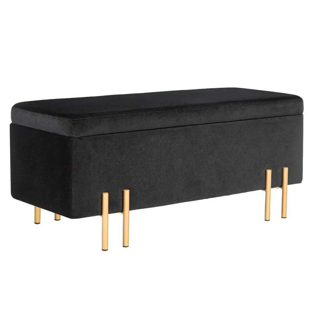 Stoppad Förvaringsbänk Metall Gummiträ 100 x 40 x 42 Cm
