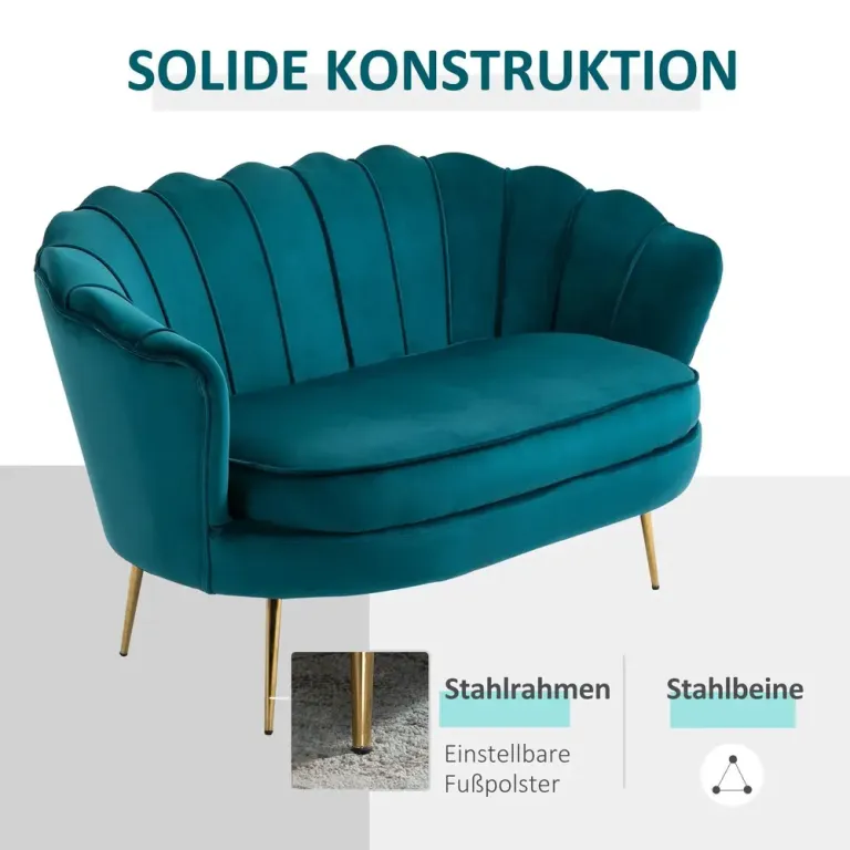 Soffa Loveseat 2-Sits Mörkgrön 130 x 77 x 77 cm