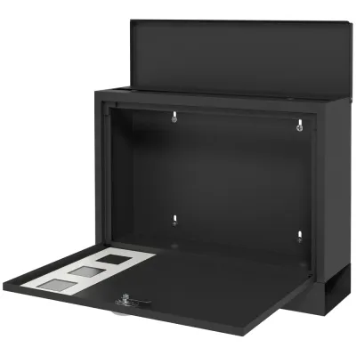 Brevlåda Väggpostlåda Svart av Metall 36,5 x 11,5 x 29 cm