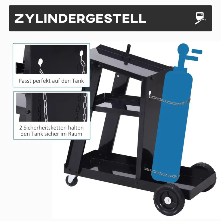 Svetsvagn 3 Hyllplan Rullbar Vagn 71 x 39 x 70 cm