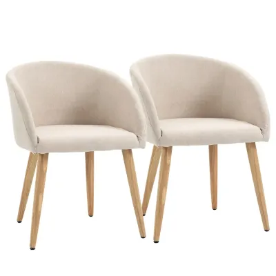 Matsalsstolar 2-Pack Prisvärd Beige Tyg i Skandinavisk