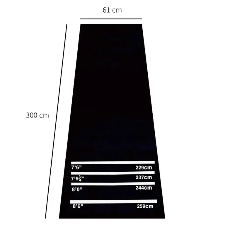Halkfri Dartmatta 300 x 61 cm, Svart och Röd