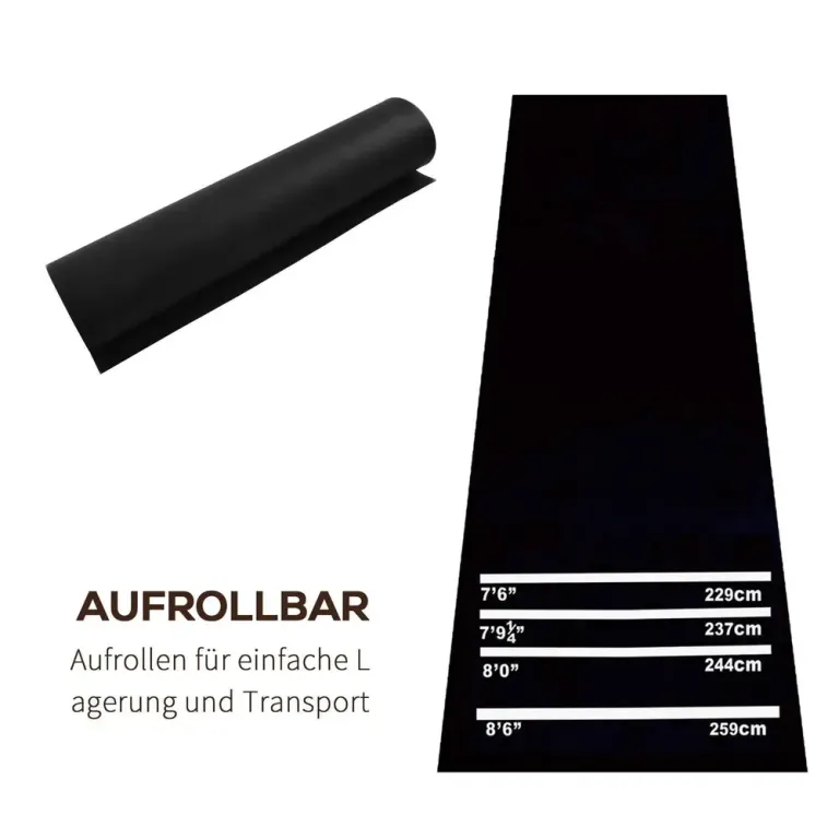 Halkfri Dartmatta 300 x 61 cm, Svart och Röd