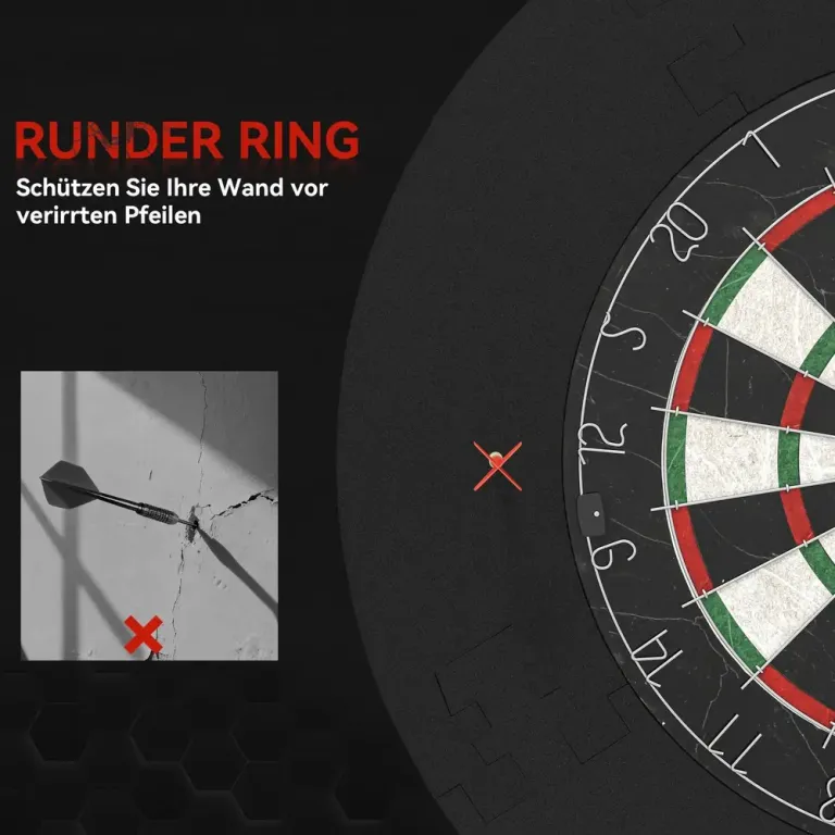 Darttavla i Sisal med Skyddsring och 6 Stålspetspilar Skyddsringen