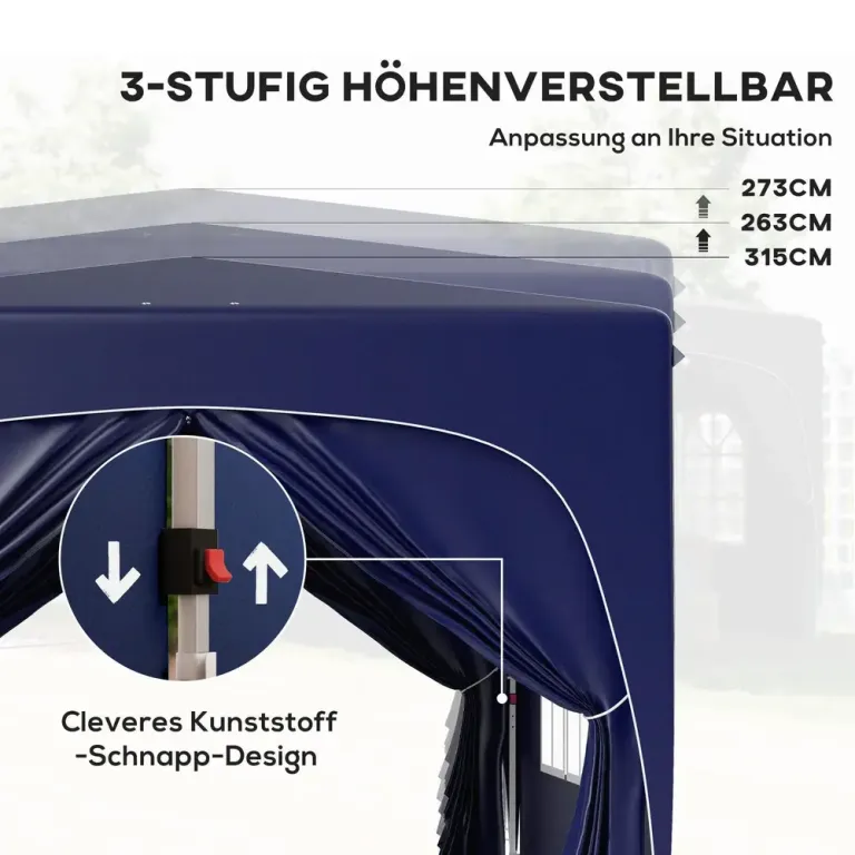 Trädgårdspaviljong Pop-up Partytält Mörkblå 3 x 3 m