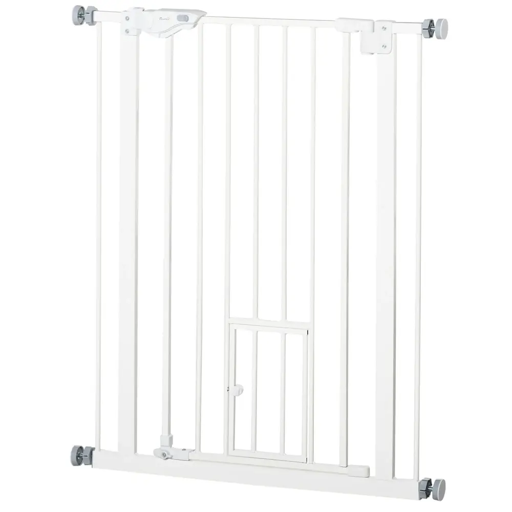 Dörrsäkerhetsgrind Trappgrind Vit av Metall för 74-80 Cm