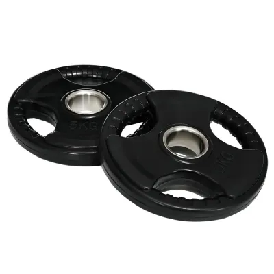 Gummerade Viktskivor med Handtag 2 x 5 kg, Svart