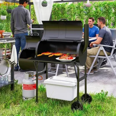 Kolgrill Bbq Rökare med Lock Svart 109 x 60 x 120 cm