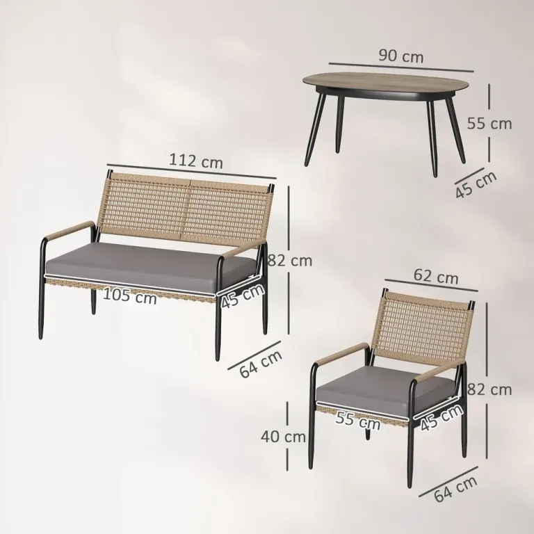 Trädgårdsmöbelset i Konstrotting Loungeset med Soffa 2-sits