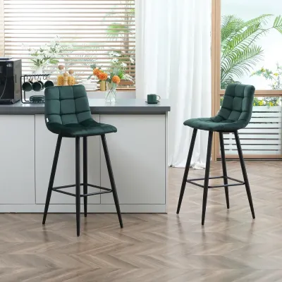 Barstolar Set 2 Mjuk Sits 42 x 47 x 105 cm, Grön
