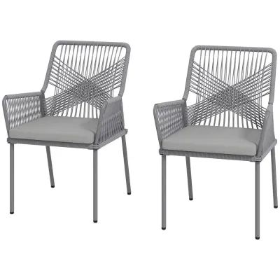 Trädgårdsstolar 2-pack med Tvättbara Kuddar och Armstöd