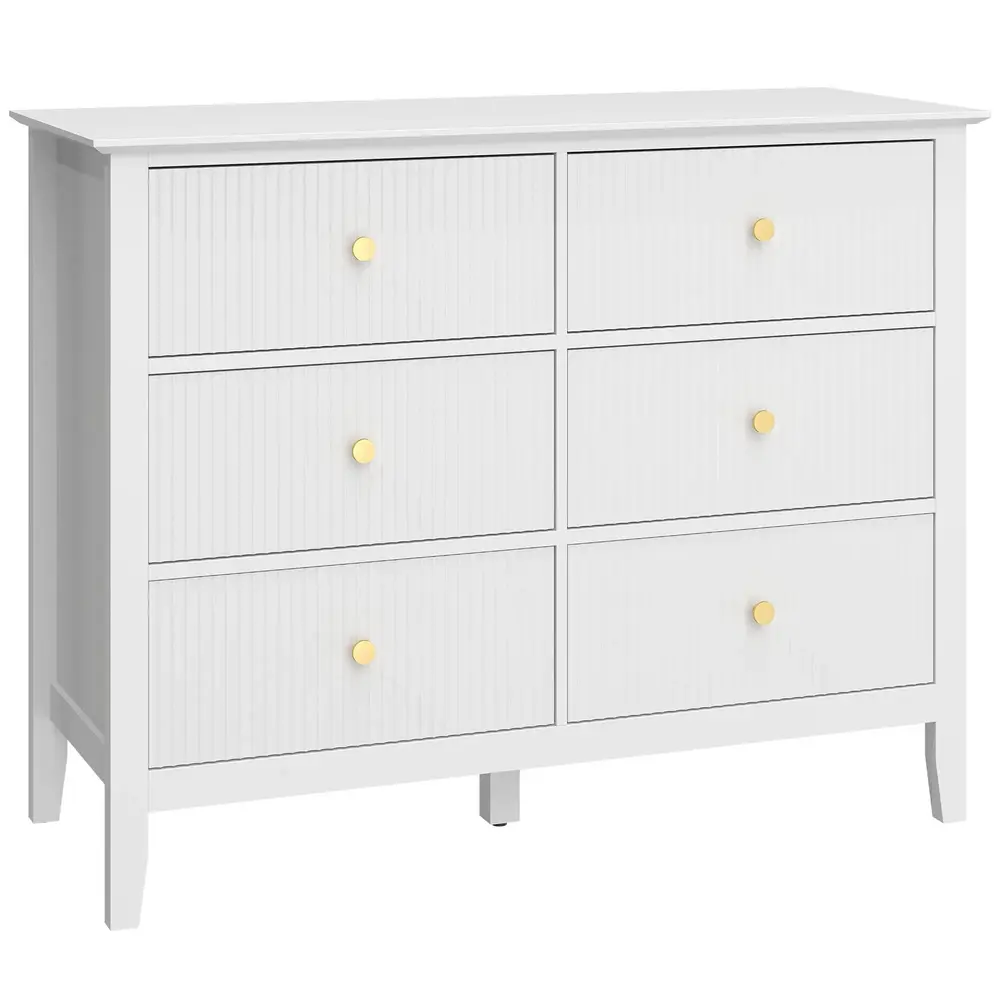 Byrå Vit Spånskiva 6 Lådor Rymlig Förvaring 100x40x78 Cm