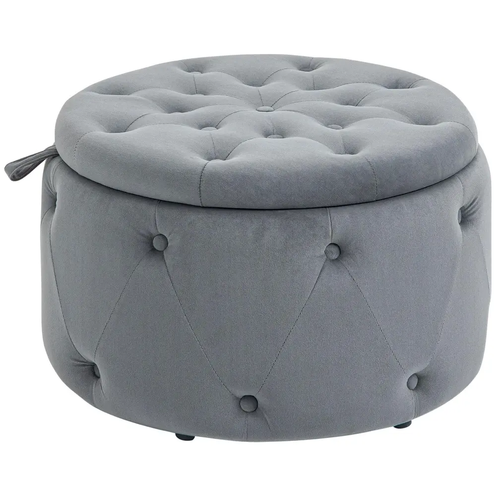 Pall med Förvaringsutrymme Ottoman Grå av 60 x 40 Cm