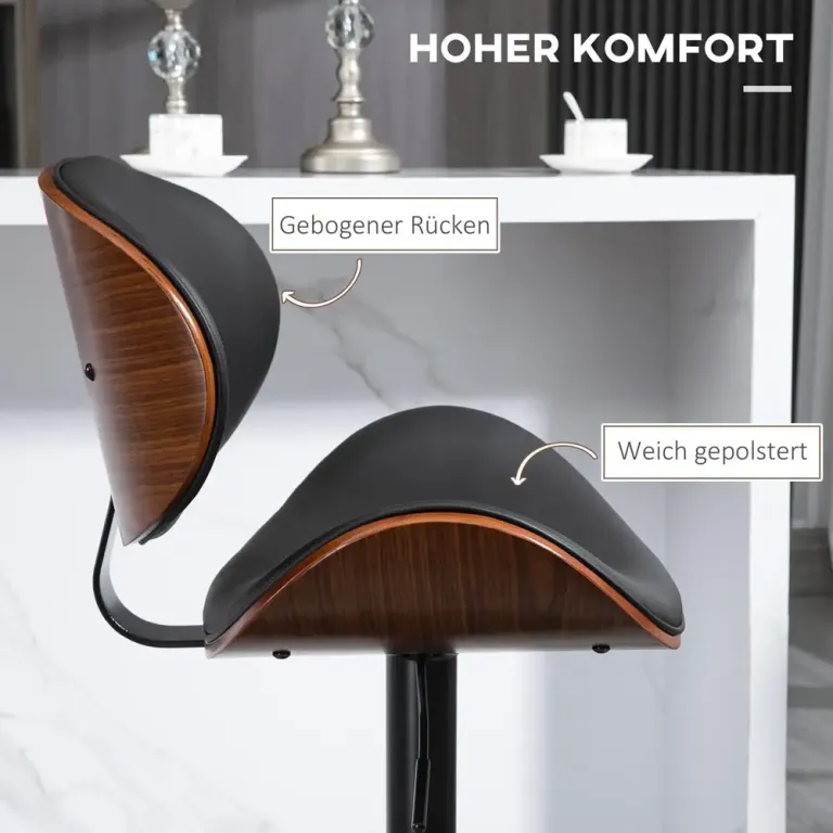 Barstolar Köksstolar Set om 2 Svart 53 x 52 x 92-112 cm