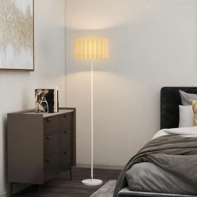 Golvlampa i Retrostil med Plastskärm Fotkontakt, Vit