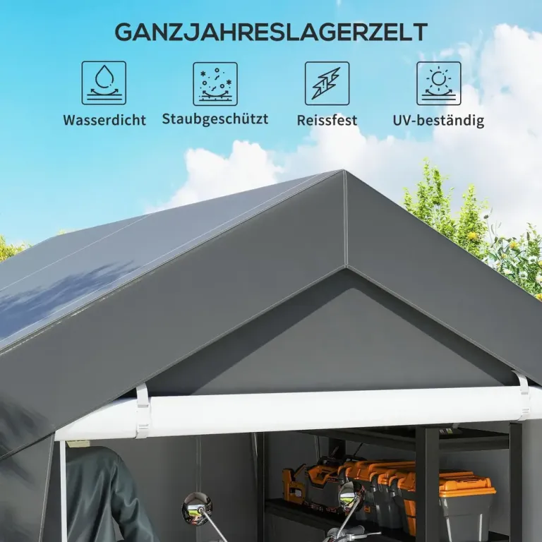 Garagetält med Rullport och Ventilation 3 x 3 m, Grå
