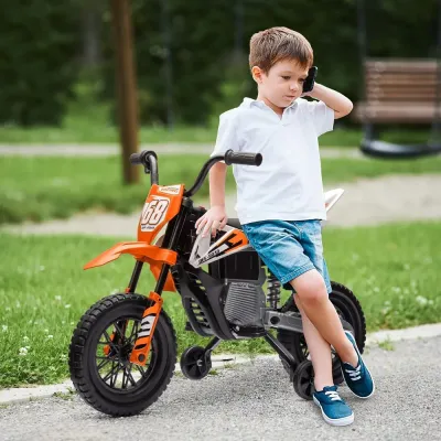 Elmotorcykel Barnmotorcykel Orange av Plast och Metall
