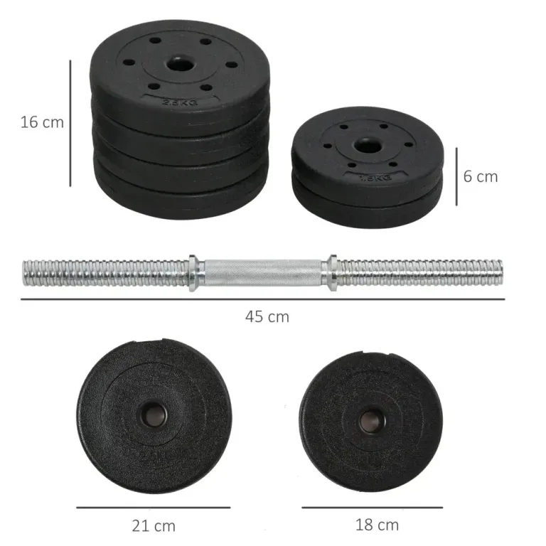 Hantelset 30 kg med Hantelskivor och Stång