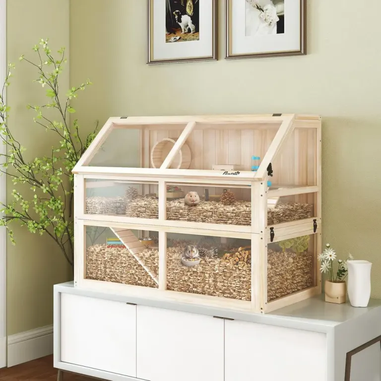 Hamsterbur av Trä 3 Nivåer Gnagarbur Smådjursbur