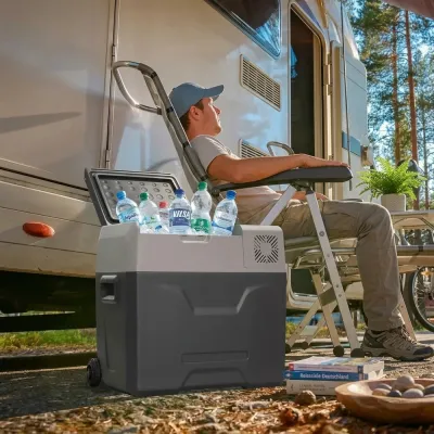 Elektrisk Kylbox 50 L med Hjul, Grå