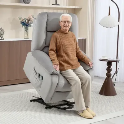 Riser Chair med Massagefunktion Ljusgrå 90x93x110 cm