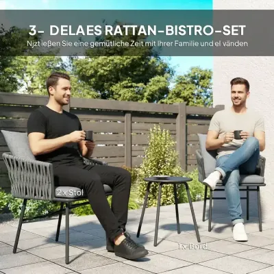 3-delat Bistroset 2 Stolar 1 Bord i Syntetisk