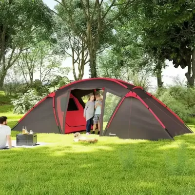 Tunneltält Campingtält för 4-6 Personer 3 Rum