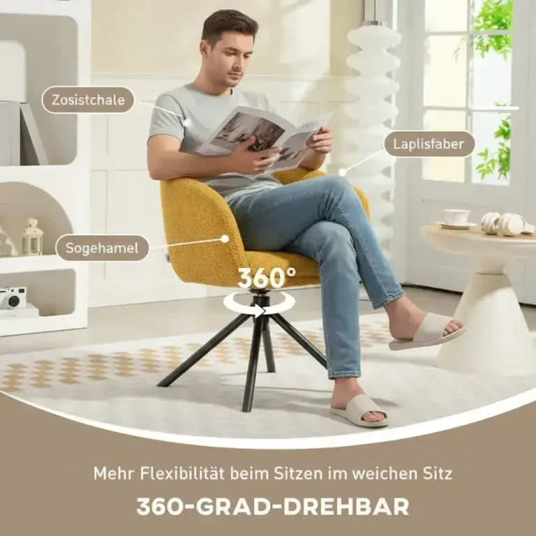 Vridbar Stoppad Fåtölj med Sittskal och Mysig Klädsel