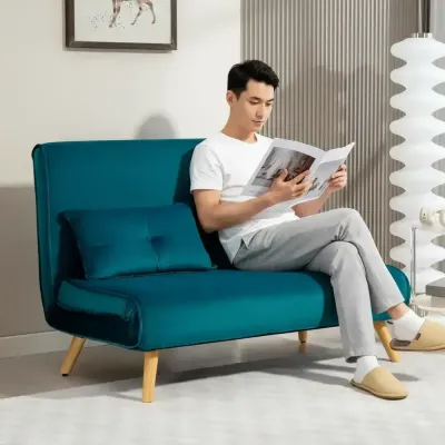 Bäddsoffa med Ryggstöd Tygöverdrag och Metallram 2-Sits