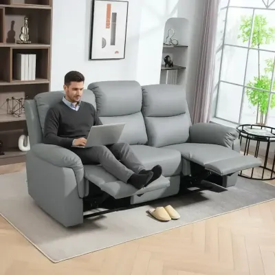 Soffa med Fällbara Säten Fotstöd 3-Sits