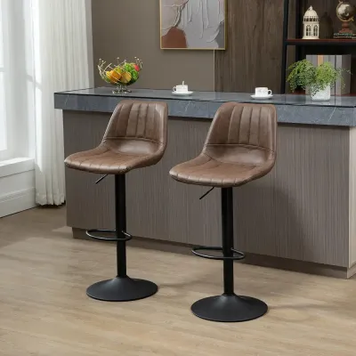 Barstolar i Retrodesign med Fotstöd och Snurr, Set om 2