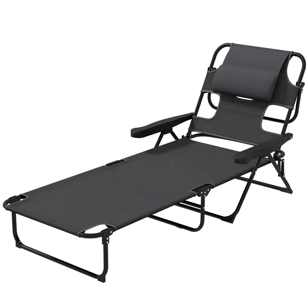 Solstol Trädgårdsstol Mörkgrå av Mesh 188 x 56 x 28 Cm