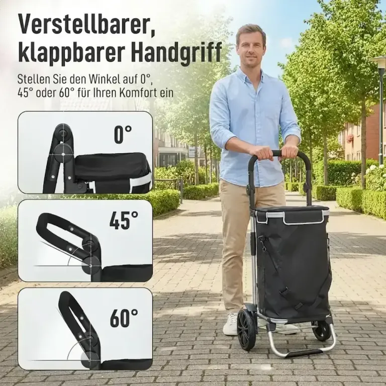Dramatenvagn 3 i 1 Svart Tyg och Aluminium för Shopping Hopfällbar
