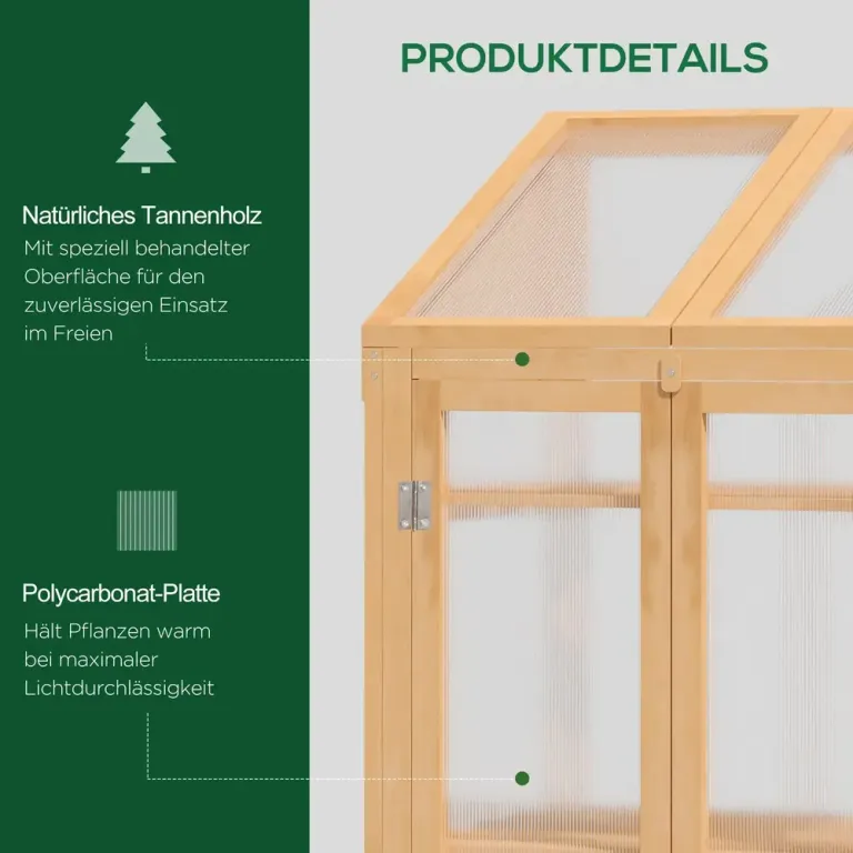Drivbänk Miniväxthus Kallram med Lock Brun Träram Fönster Dubbeldörr