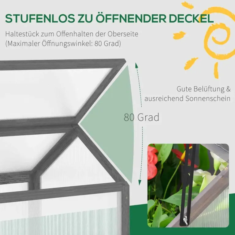 Drivbänk Miniväxthus Kallram med Lock Grå Ventilationshål