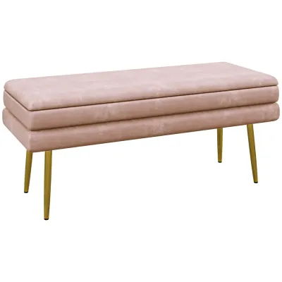 Stoppad Förvaringsbänk Stål Rosa 100 x 37,5 x 42 cm