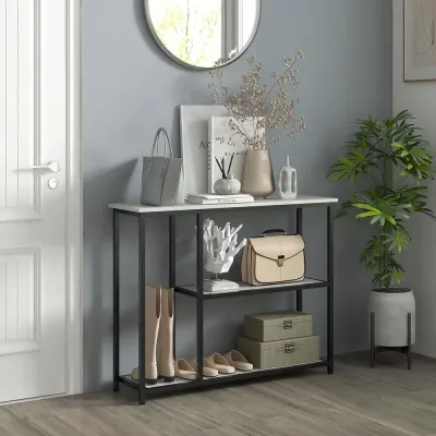 Konsolbord Hallbord Vit av Stål 2 Plan 100 x 30 x 80 cm
