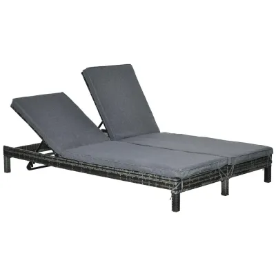 Dubbel Solsäng Trädgårdssäng Konstrotting 196x120 cm Grå