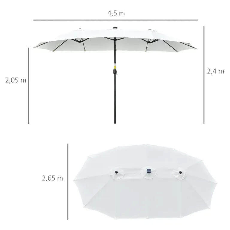 Dubbelt Solparasoll med LED och Solar Ovalt 4,5 m