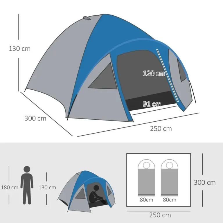 Kupoltält Dubbelväggigt för 4 Personer Campingtält Personers Förrum