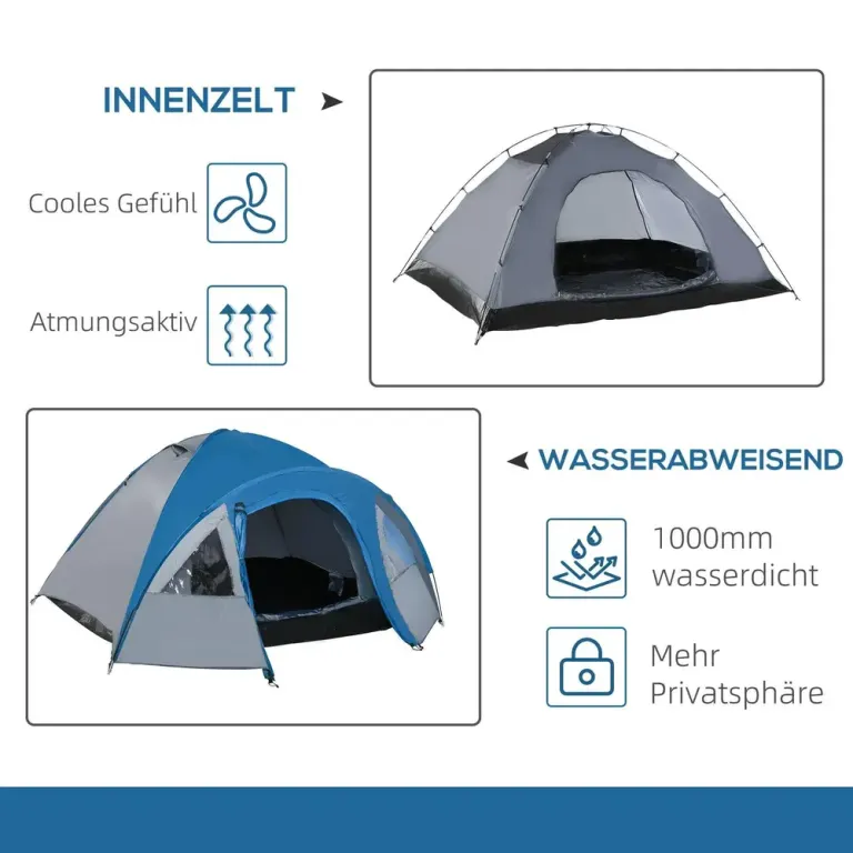 Kupoltält Dubbelväggigt för 4 Personer Campingtält Personers Förrum