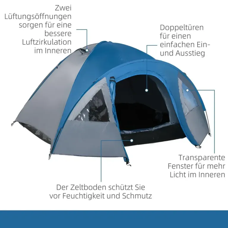 Kupoltält Dubbelväggigt för 4 Personer Campingtält Personers Förrum